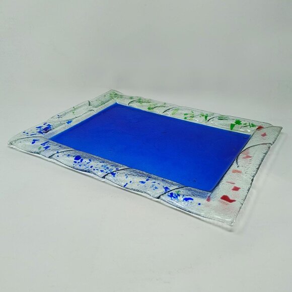 1970s Astonishing Blue Tray By Albatros in Murano Glass. Made in Italy - Picture 4 of 8
